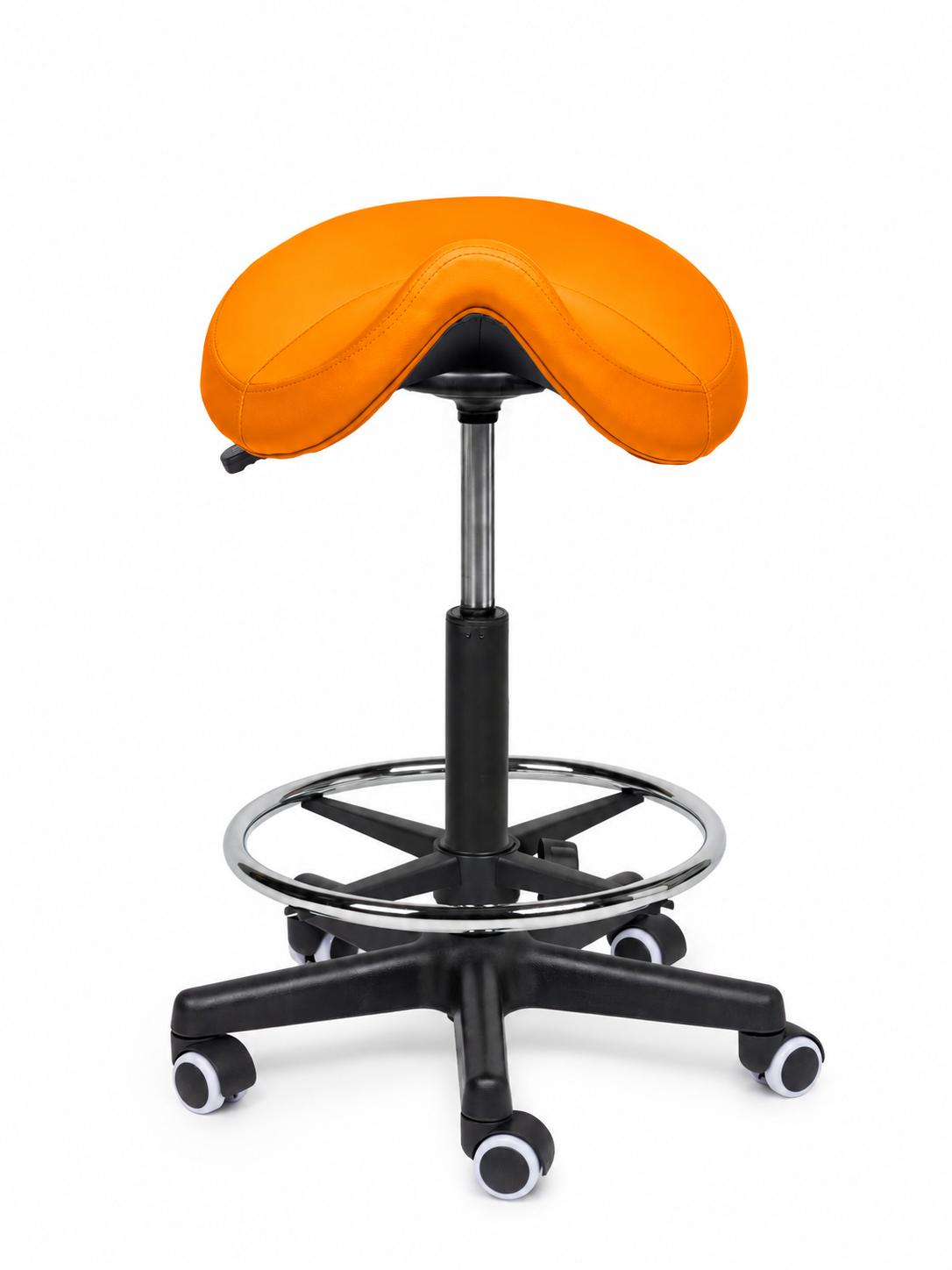 Ergonomische Zadelkruk Comfort Oranje op Wielen