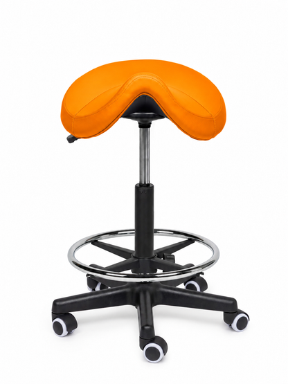 Ergonomische Zadelkruk Comfort Oranje op Wielen
