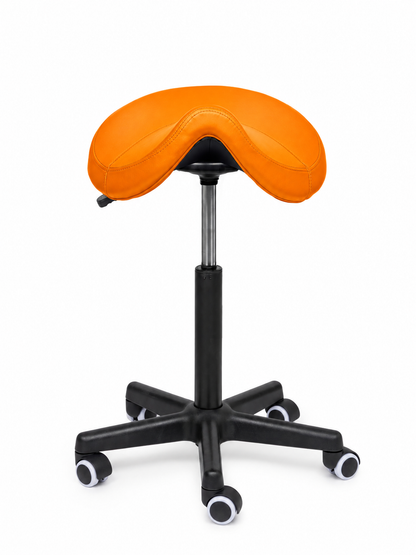 Ergonomische Zadelkruk Comfort Oranje op Wielen