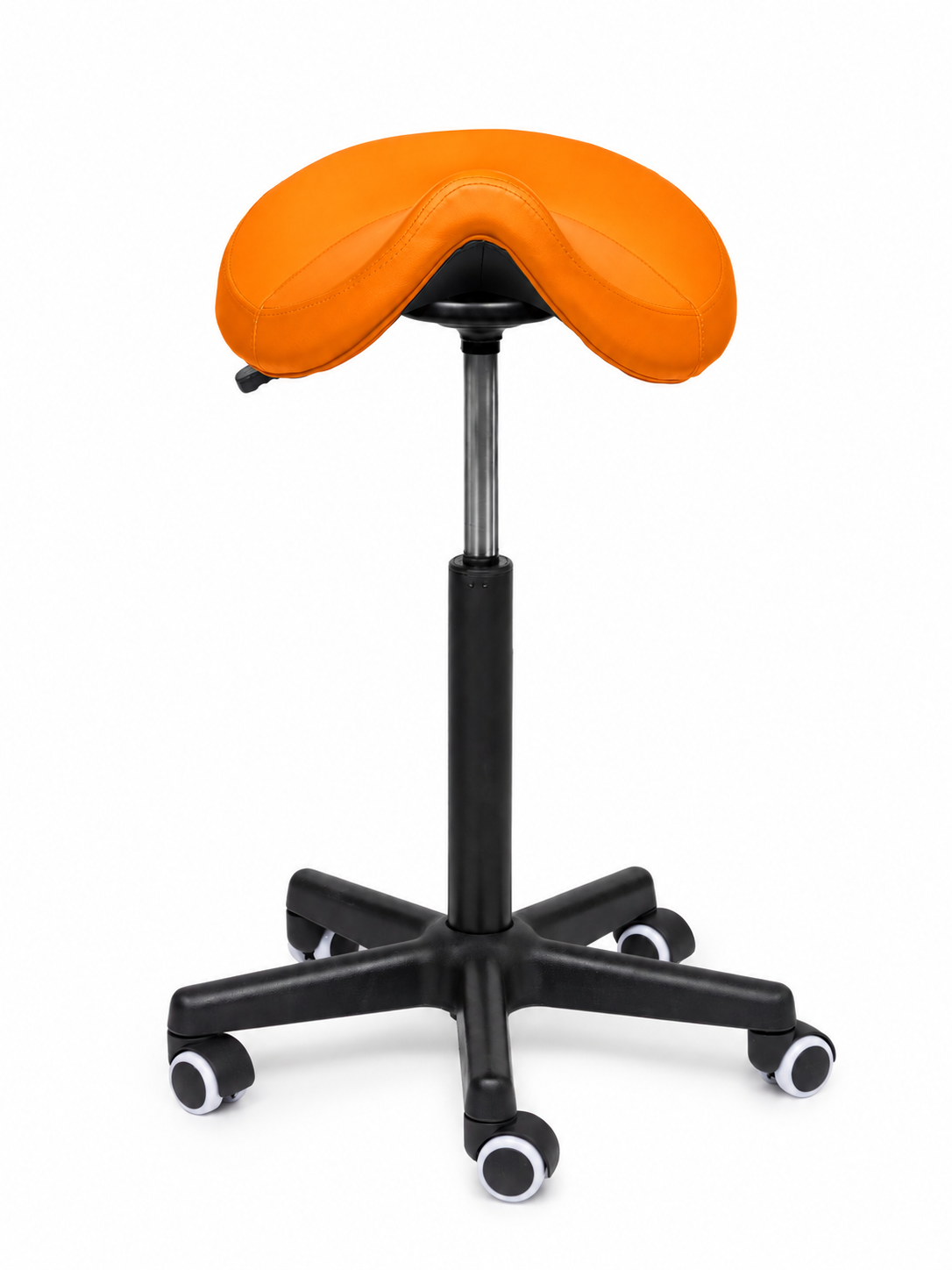 Ergonomische Zadelkruk Comfort Oranje op Wielen