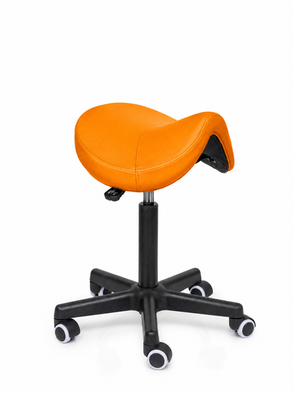 Ergonomische Zadelkruk Comfort Oranje op Wielen
