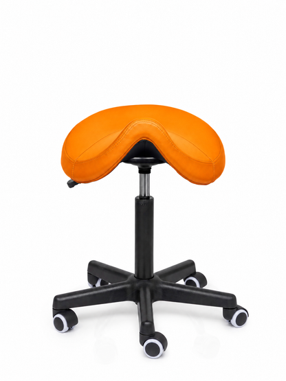 Ergonomische Zadelkruk Comfort Oranje op Wielen