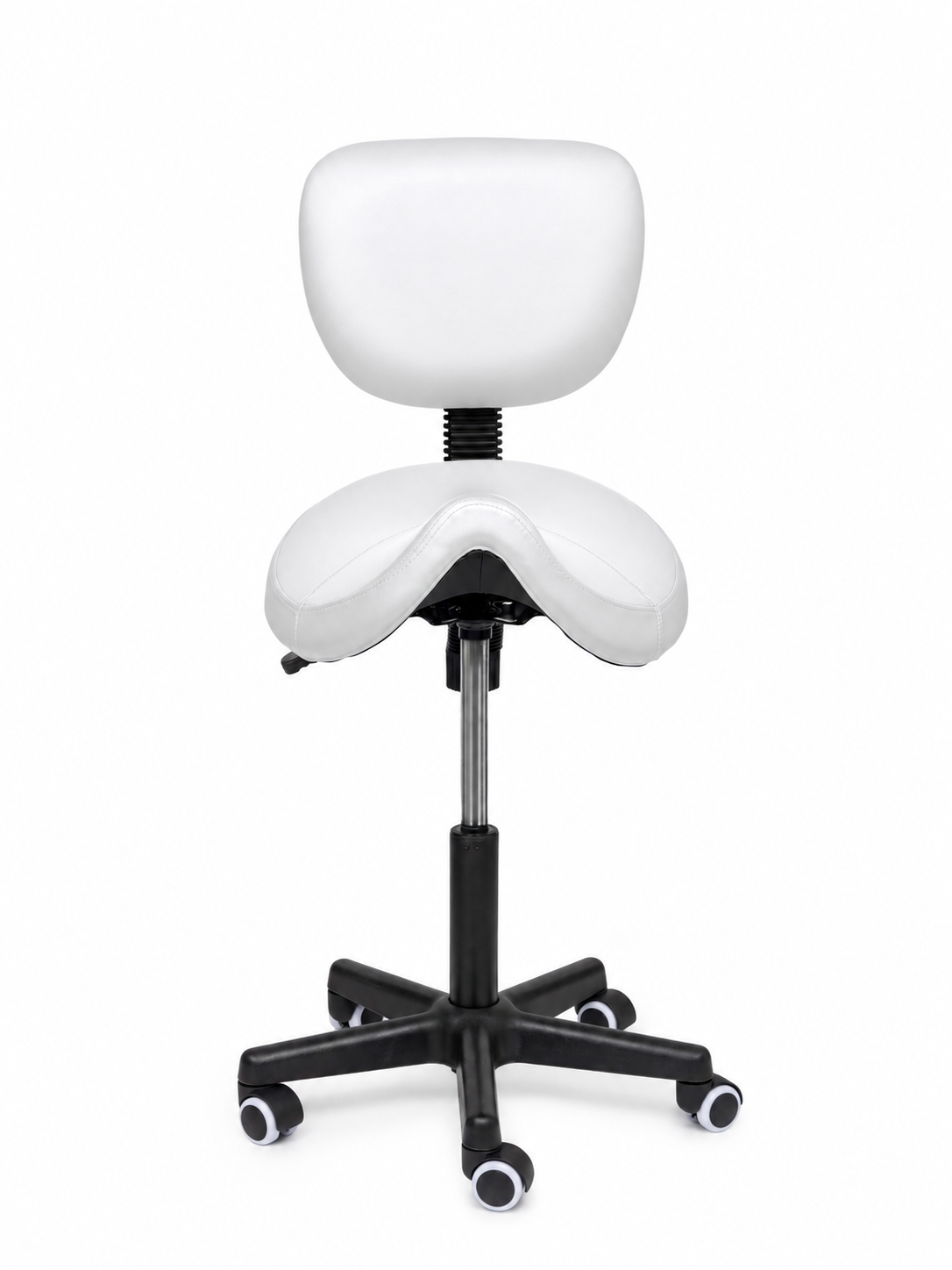 Ergonomische Zadelkruk met Rugleuning Comfort Wit op Wielen