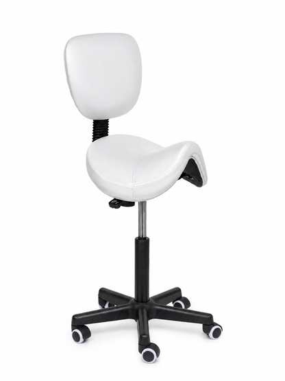 Ergonomische Zadelkruk met Rugleuning Comfort Wit op Wielen