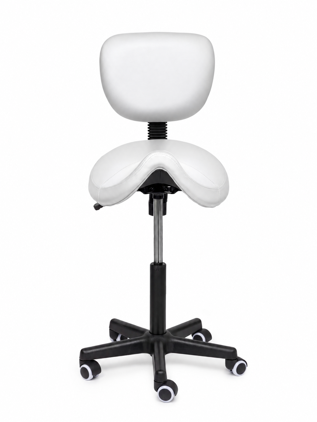 Ergonomische Zadelkruk met Rugleuning Comfort Wit op Wielen