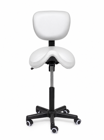 Ergonomische Zadelkruk met Rugleuning Comfort Wit op Wielen