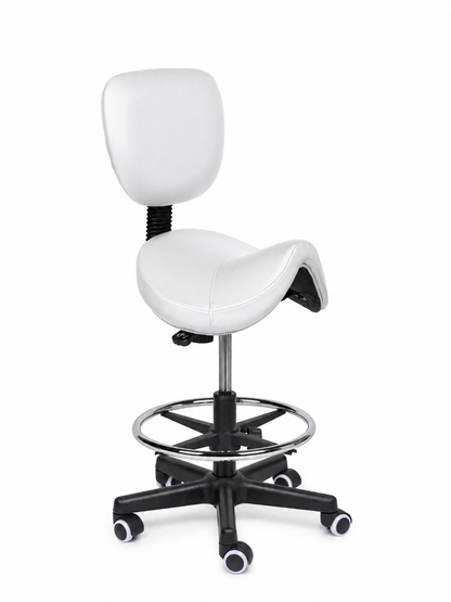 Ergonomische Zadelkruk met Rugleuning Comfort Wit op Wielen