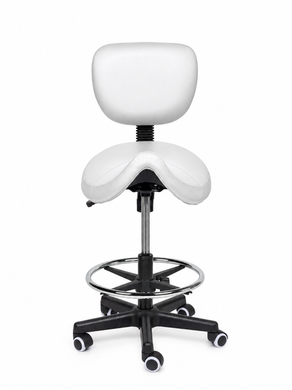 Ergonomische Zadelkruk met Rugleuning Comfort Wit op Wielen
