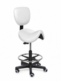 Ergonomische Zadelkruk met Rugleuning Comfort Wit op Wielen