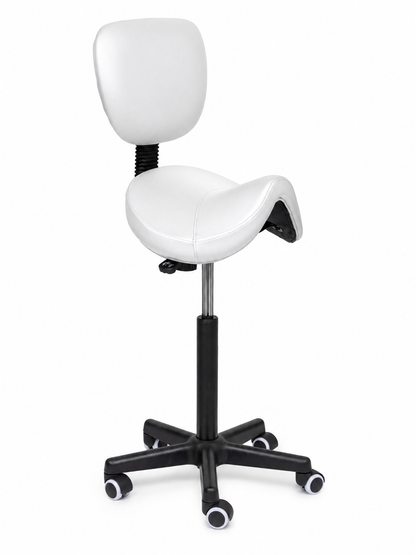 Ergonomische Zadelkruk met Rugleuning Comfort Wit op Wielen