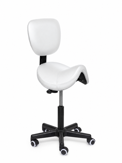 Ergonomische Zadelkruk met Rugleuning Comfort Wit op Wielen