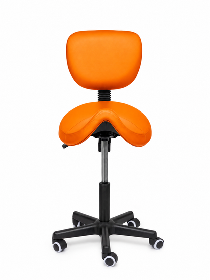 Ergonomische Zadelkruk met Rugleuning Comfort Oranje op Wielen