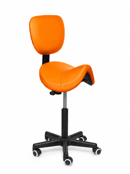 Ergonomische Zadelkruk met Rugleuning Comfort Oranje op Wielen