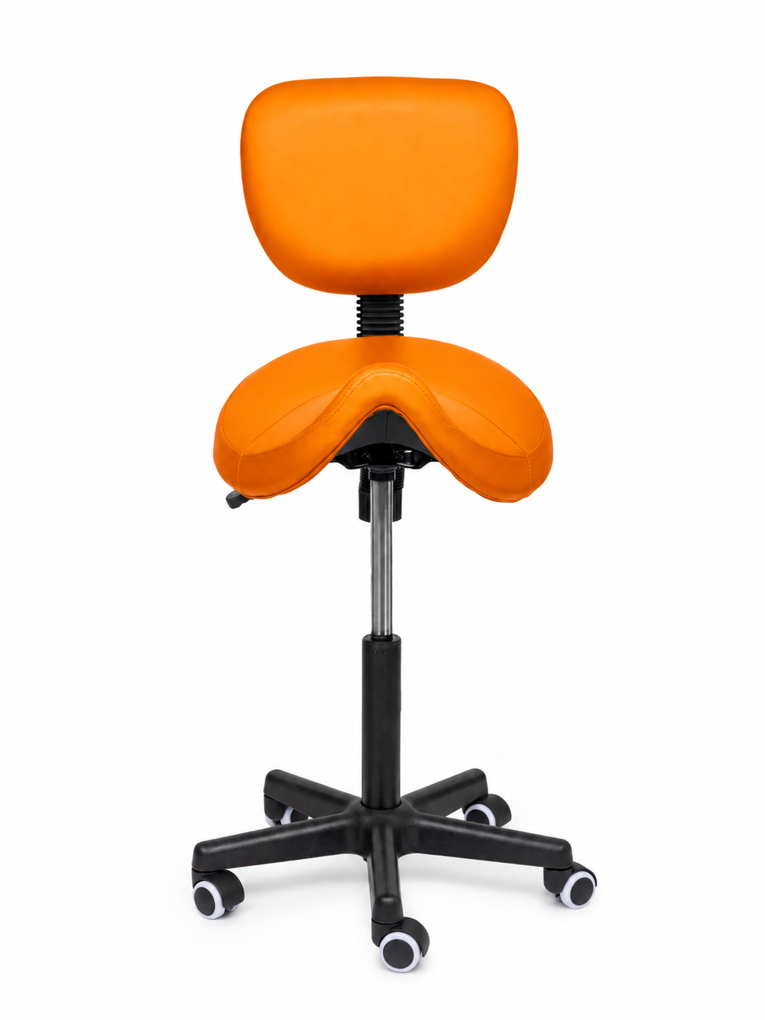 Ergonomische Zadelkruk met Rugleuning Comfort Oranje op Wielen