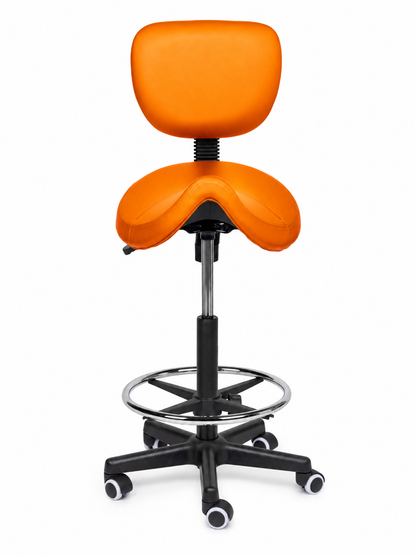 Ergonomische Zadelkruk met Rugleuning Comfort Oranje op Wielen