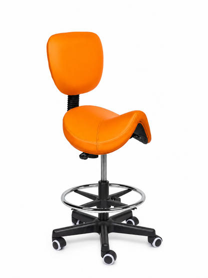 Ergonomische Zadelkruk met Rugleuning Comfort Oranje op Wielen