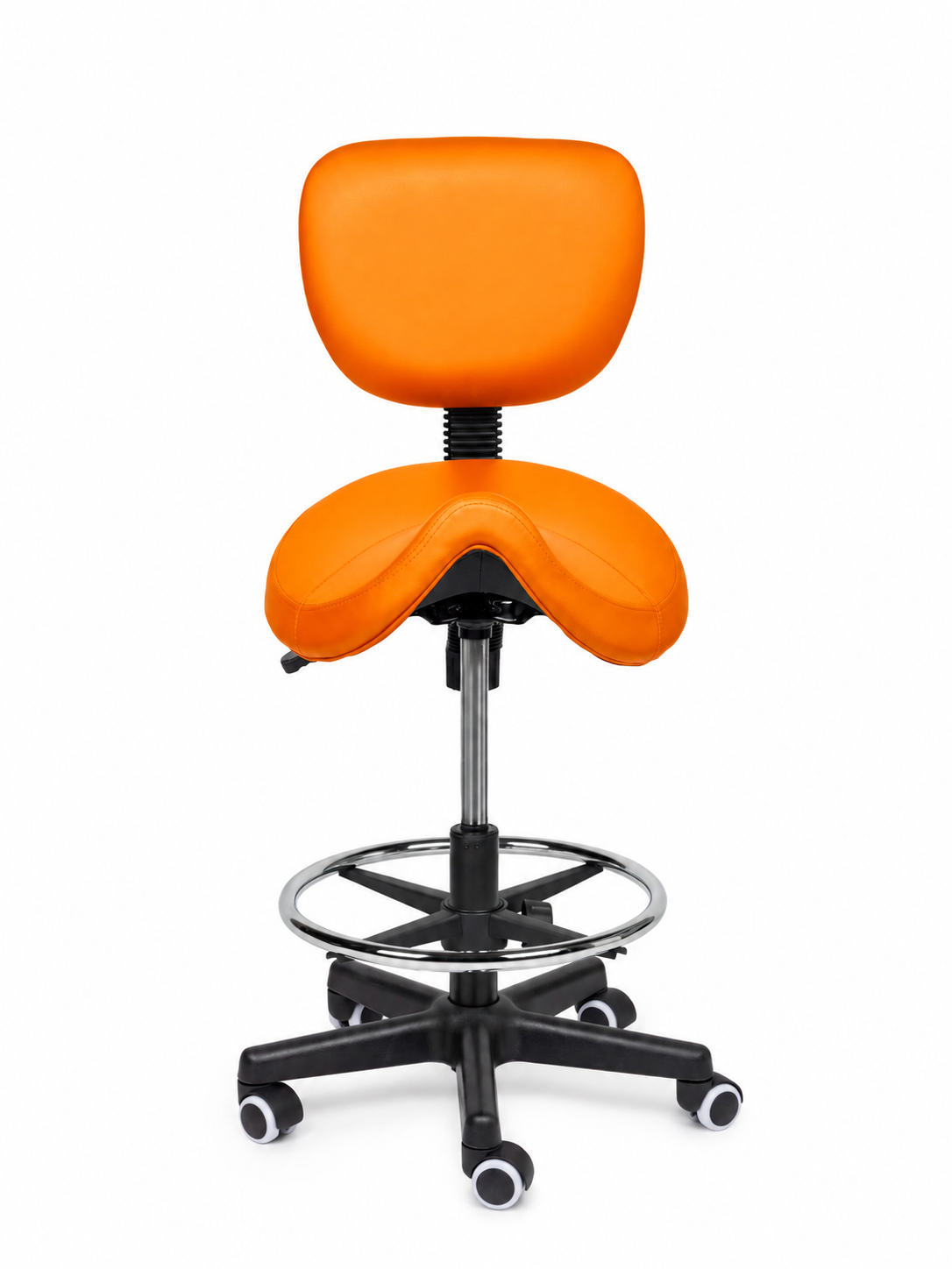 Ergonomische Zadelkruk met Rugleuning Comfort Oranje op Wielen