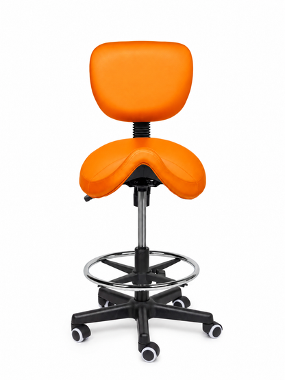 Ergonomische Zadelkruk met Rugleuning Comfort Oranje op Wielen