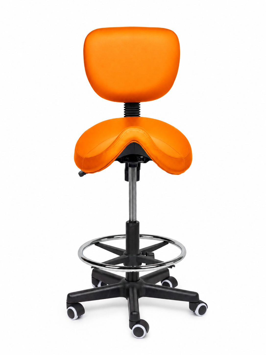 Ergonomische Zadelkruk met Rugleuning Comfort Oranje op Wielen