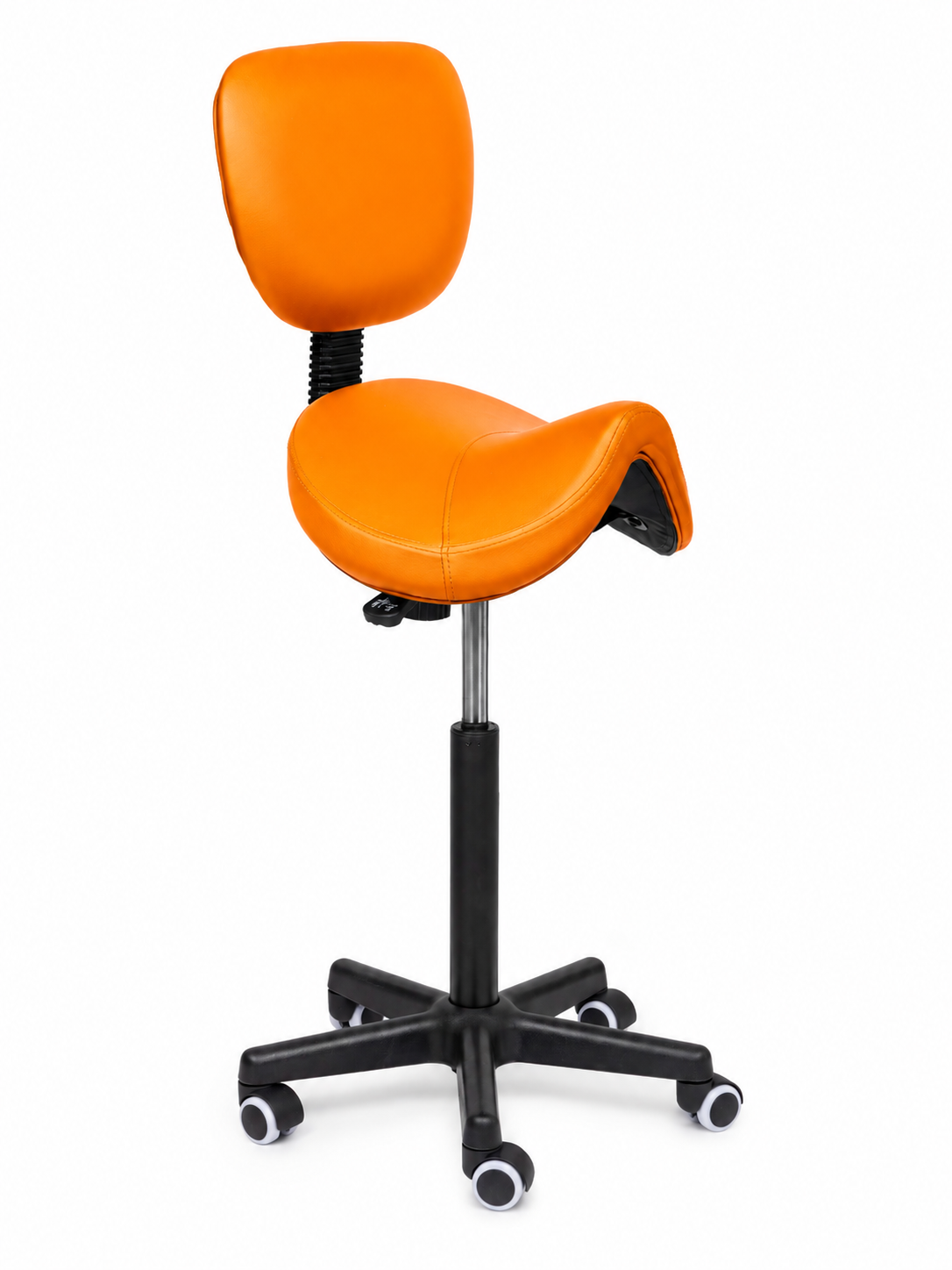 Ergonomische Zadelkruk met Rugleuning Comfort Oranje op Wielen