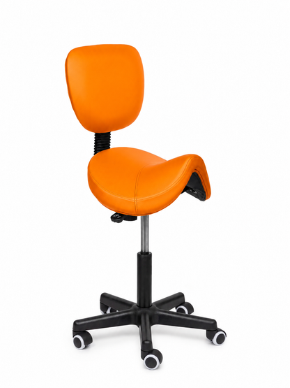 Ergonomische Zadelkruk met Rugleuning Comfort Oranje op Wielen