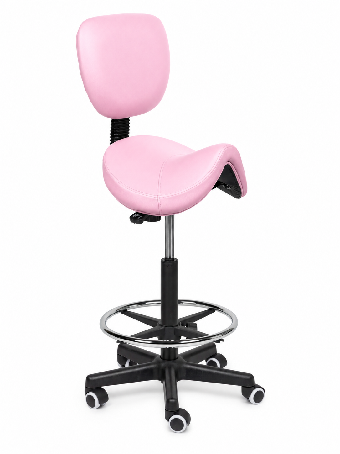 Ergonomische Zadelkruk met Rugleuning Comfort Roze op Wielen