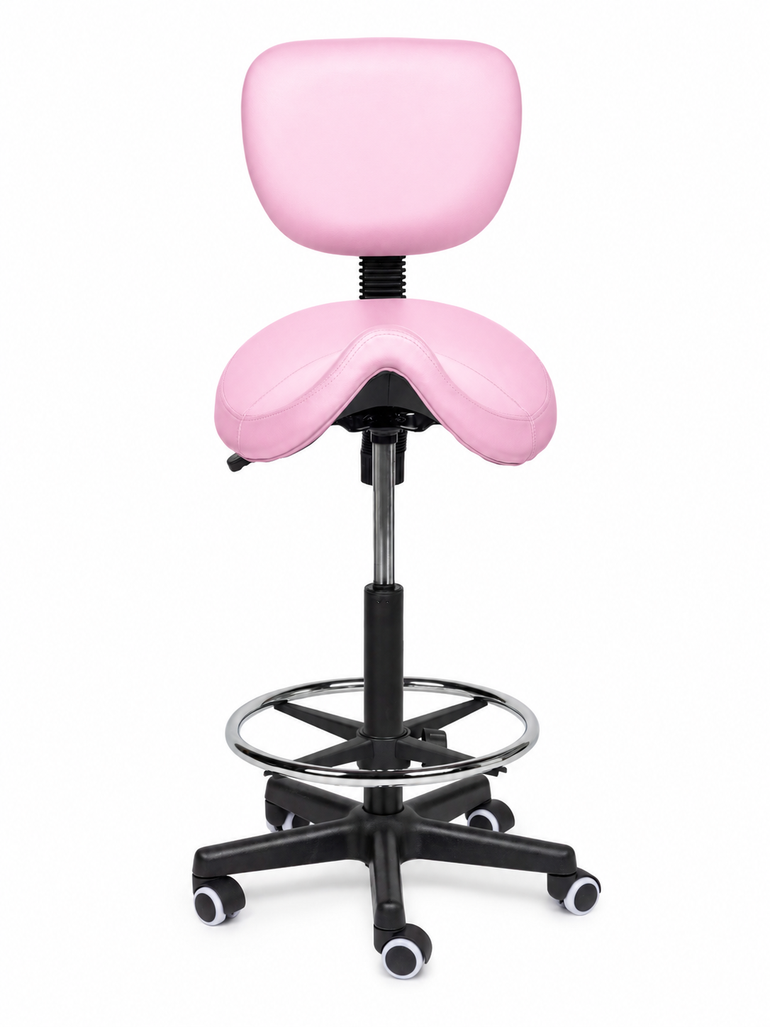 Ergonomische Zadelkruk met Rugleuning Comfort Roze op Wielen