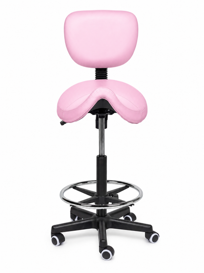Ergonomische Zadelkruk met Rugleuning Comfort Roze op Wielen