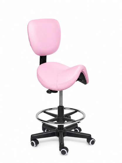 Ergonomische Zadelkruk met Rugleuning Comfort Roze op Wielen