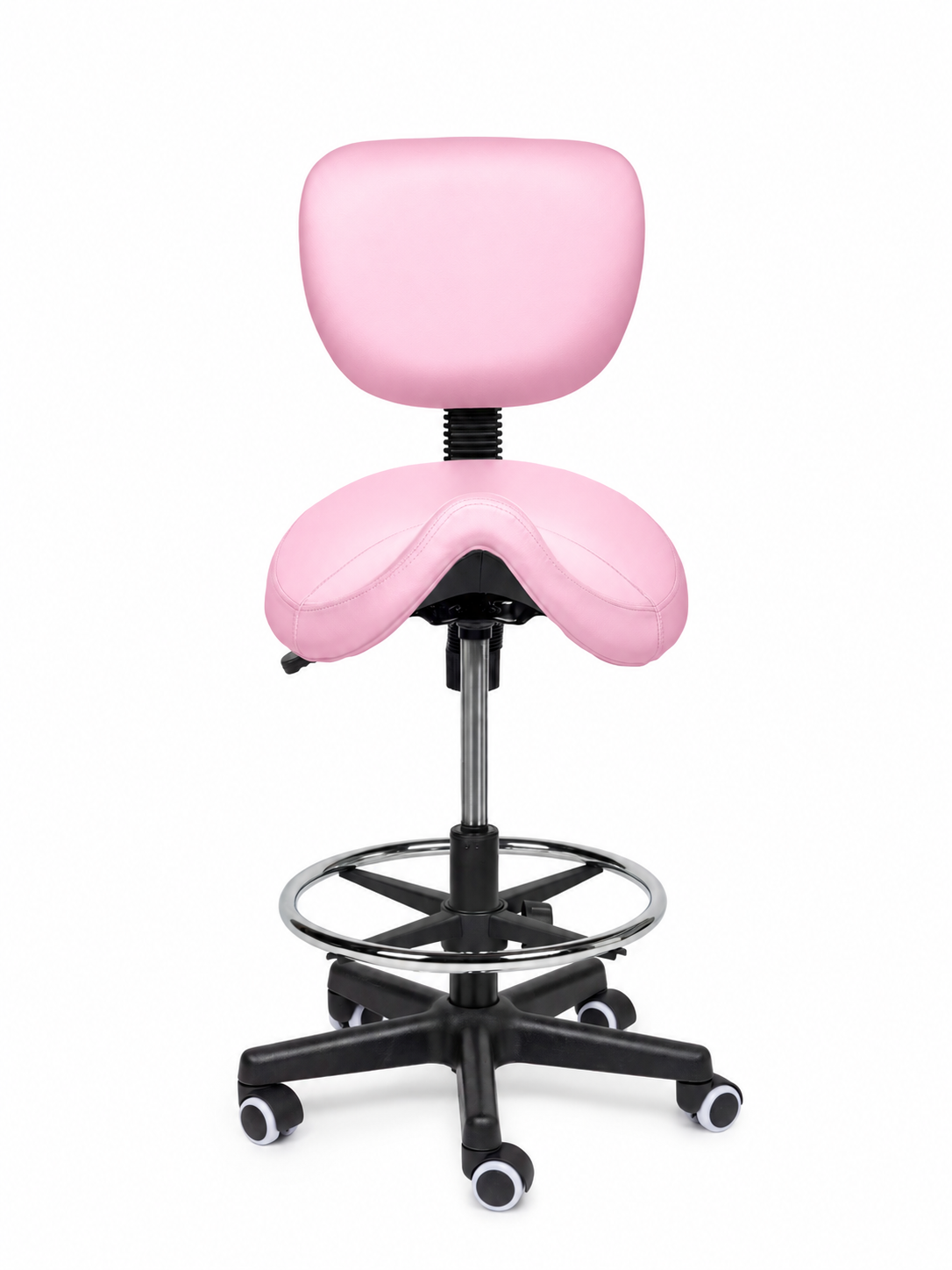 Ergonomische Zadelkruk met Rugleuning Comfort Roze op Wielen