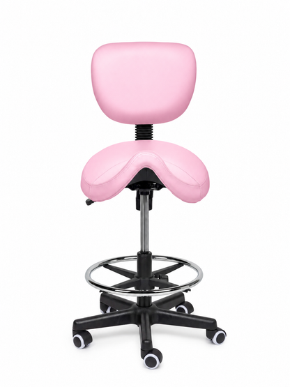Ergonomische Zadelkruk met Rugleuning Comfort Roze op Wielen