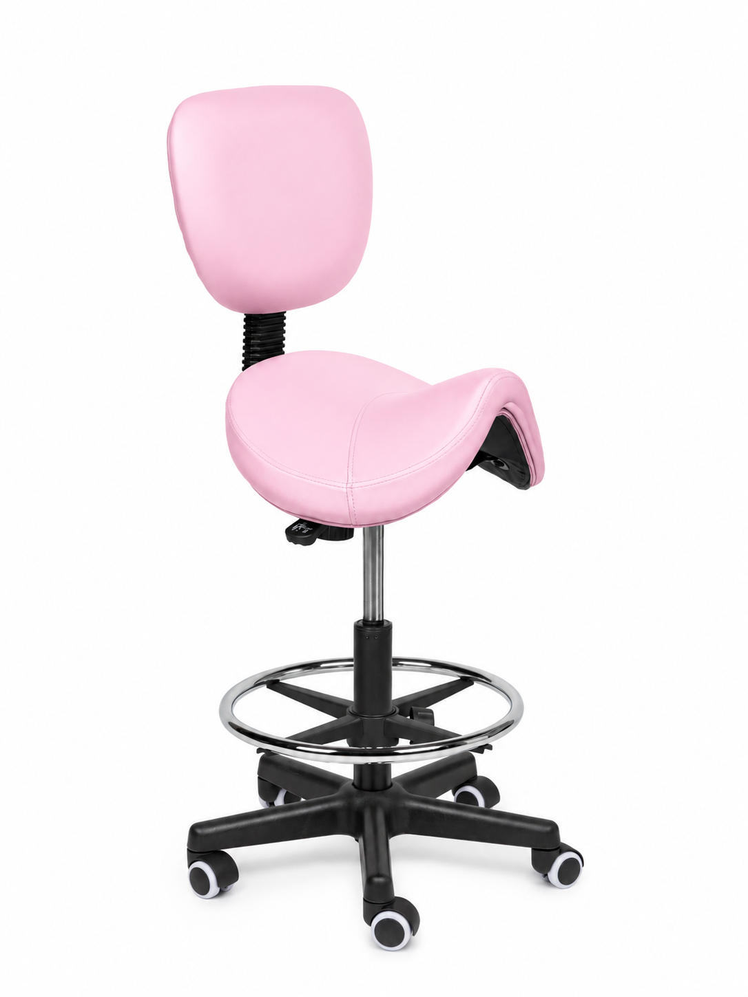 Ergonomische Zadelkruk met Rugleuning Comfort Roze op Wielen