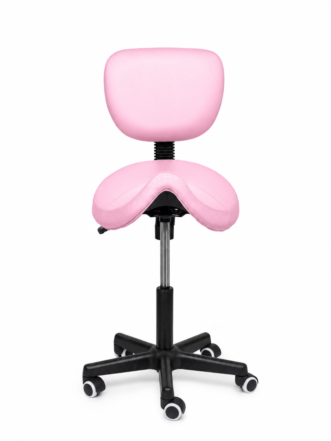Ergonomische Zadelkruk met Rugleuning Comfort Roze op Wielen