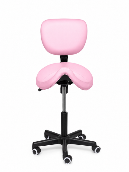 Ergonomische Zadelkruk met Rugleuning Comfort Roze op Wielen