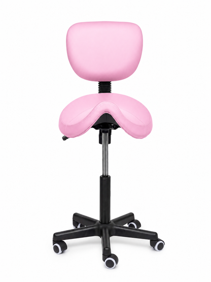 Ergonomische Zadelkruk met Rugleuning Comfort Roze op Wielen