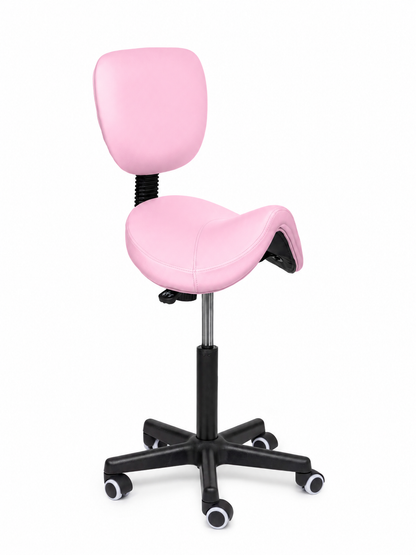 Ergonomische Zadelkruk met Rugleuning Comfort Roze op Wielen