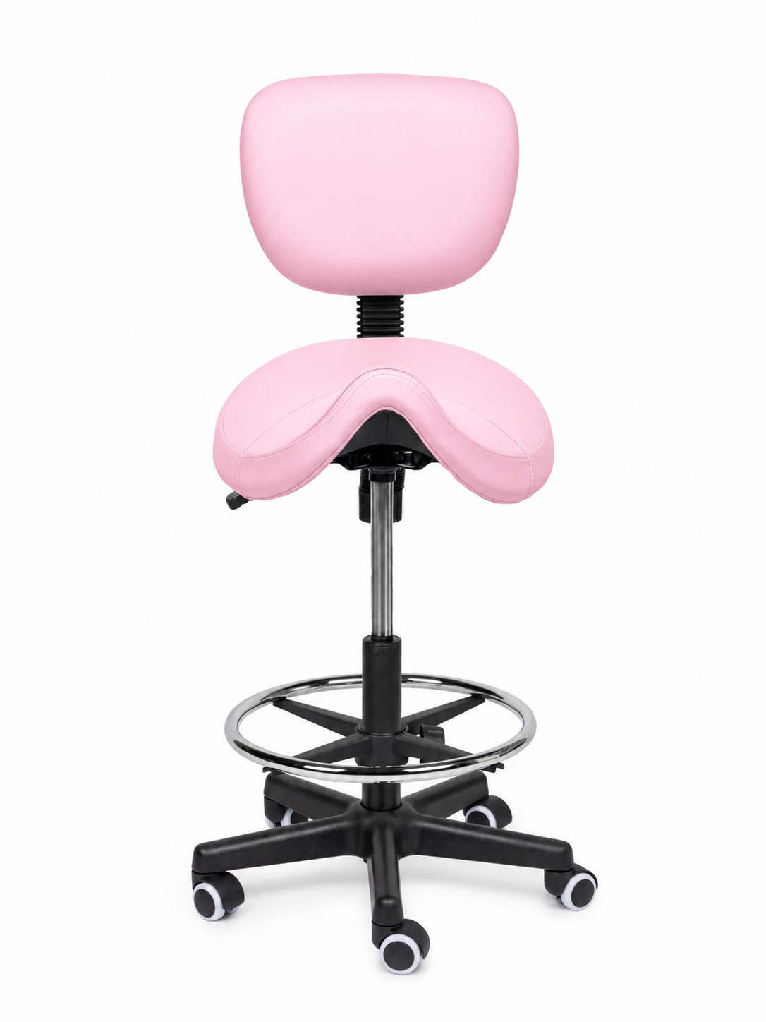 Ergonomische Zadelkruk met Rugleuning Comfort Roze op Wielen