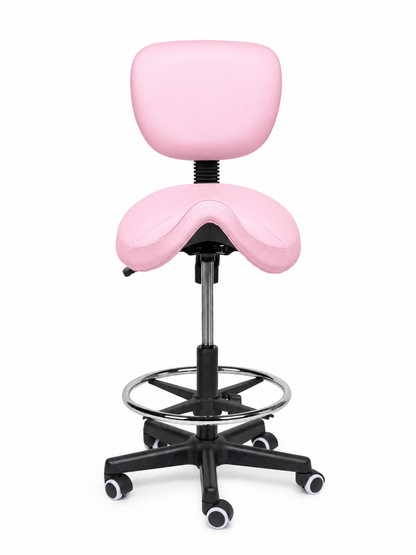Ergonomische Zadelkruk met Rugleuning Comfort Roze op Wielen