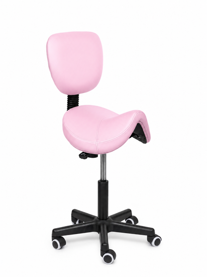 Ergonomische Zadelkruk met Rugleuning Comfort Roze op Wielen