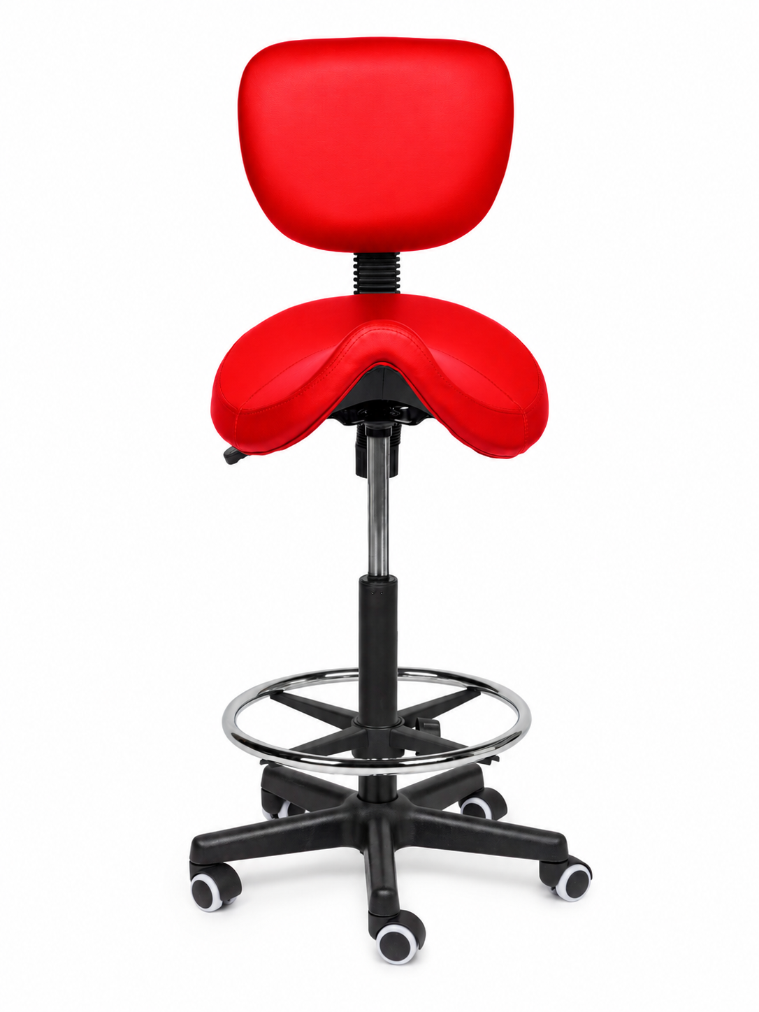 Ergonomische Zadelkruk met Rugleuning Comfort Rood op Wielen