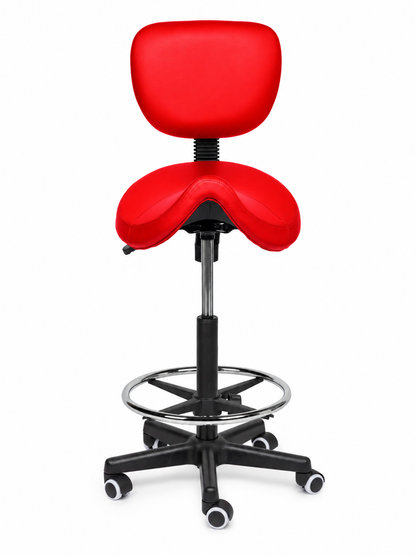 Ergonomische Zadelkruk met Rugleuning Comfort Rood op Wielen