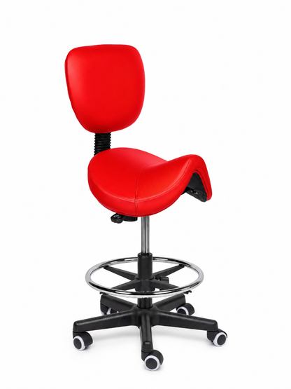 Ergonomische Zadelkruk met Rugleuning Comfort Rood op Wielen