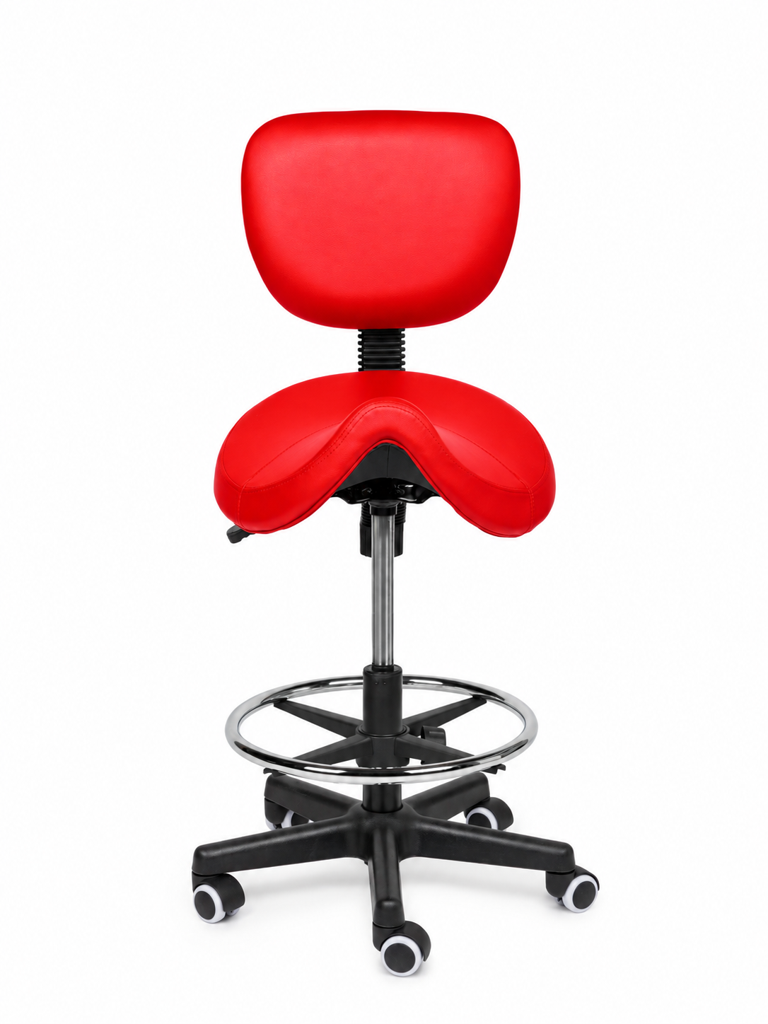 Ergonomische Zadelkruk met Rugleuning Comfort Rood op Wielen