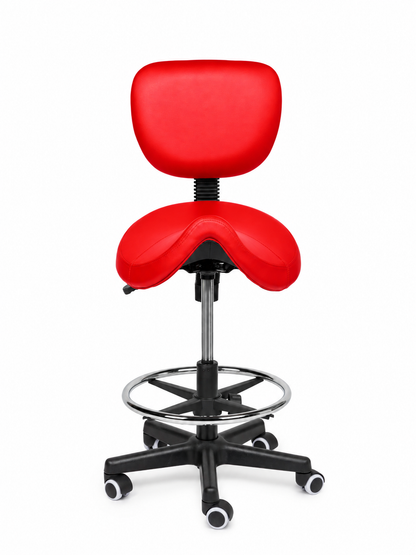 Ergonomische Zadelkruk met Rugleuning Comfort Rood op Wielen