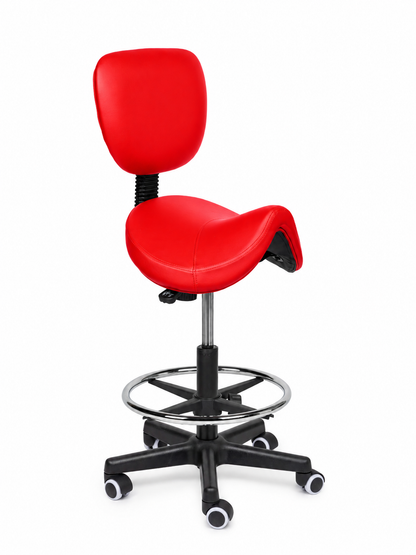 Ergonomische Zadelkruk met Rugleuning Comfort Rood op Wielen