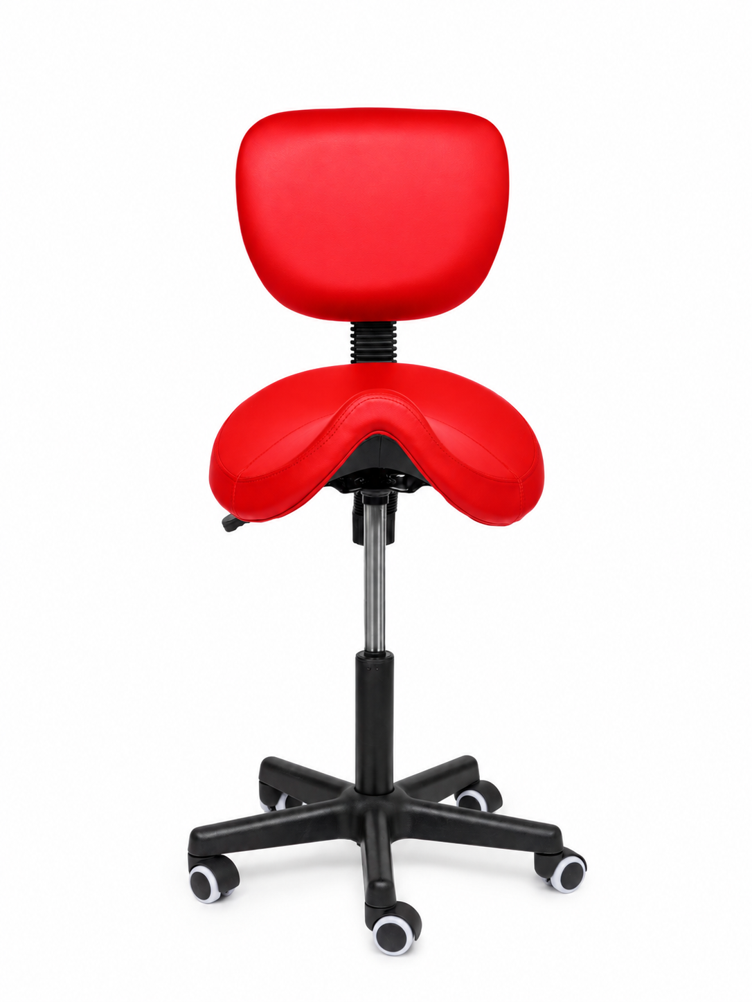 Ergonomische Zadelkruk met Rugleuning Comfort Rood op Wielen