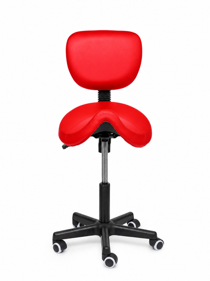 Ergonomische Zadelkruk met Rugleuning Comfort Rood op Wielen