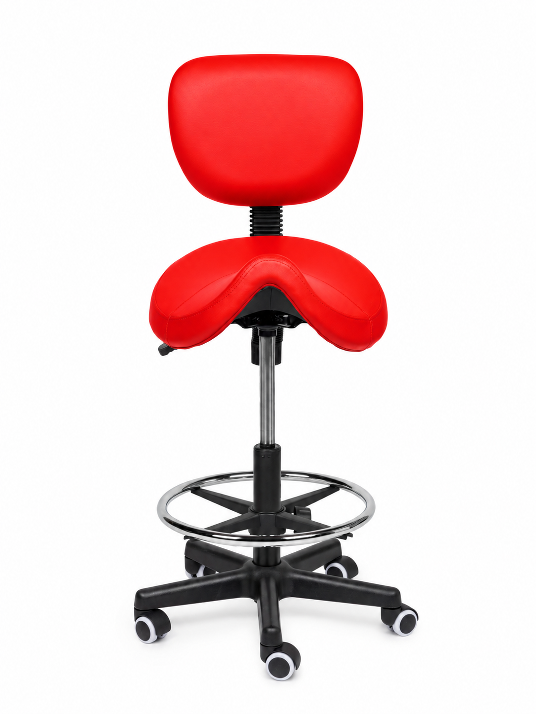 Ergonomische Zadelkruk met Rugleuning Comfort Rood op Wielen