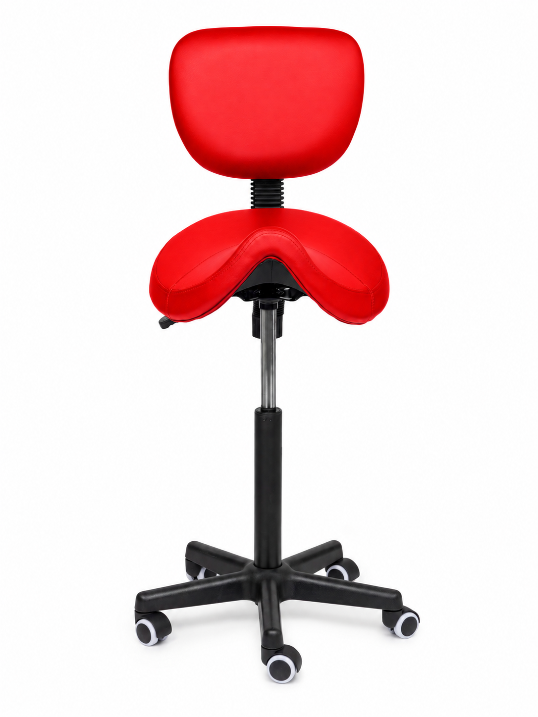 Ergonomische Zadelkruk met Rugleuning Comfort Rood op Wielen