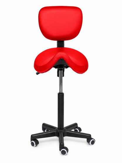Ergonomische Zadelkruk met Rugleuning Comfort Rood op Wielen